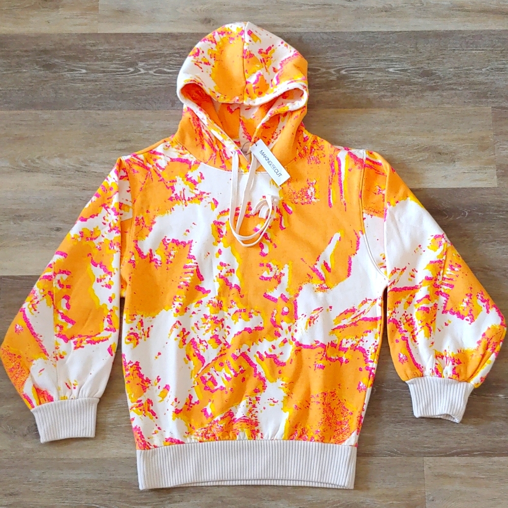 NWT Making The Cut Yannick Oversized Heavyweight Pullover Hoodie Orange Size S